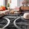 World Rug Gallery Modern Wavy Circles Design 3'3'' x 5' Black 377BLACK3X5 - alternate 1